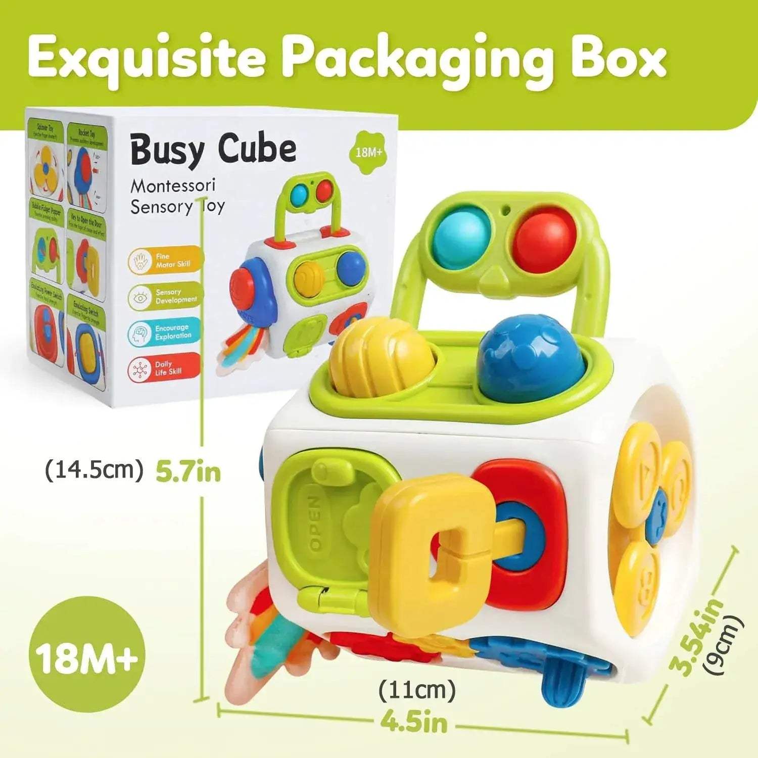 Montessori Busy Board Cube For Toddlers Sensory Learning - ToylandEU