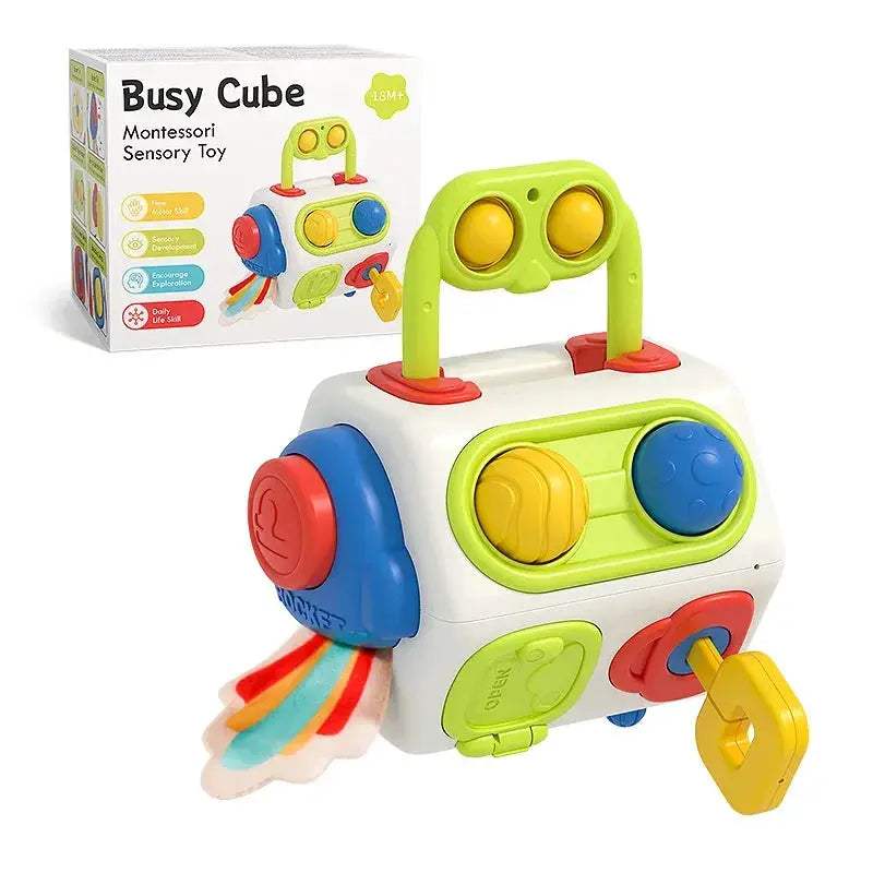 Montessori Busy Board Cube For Toddlers Sensory Learning - ToylandEU