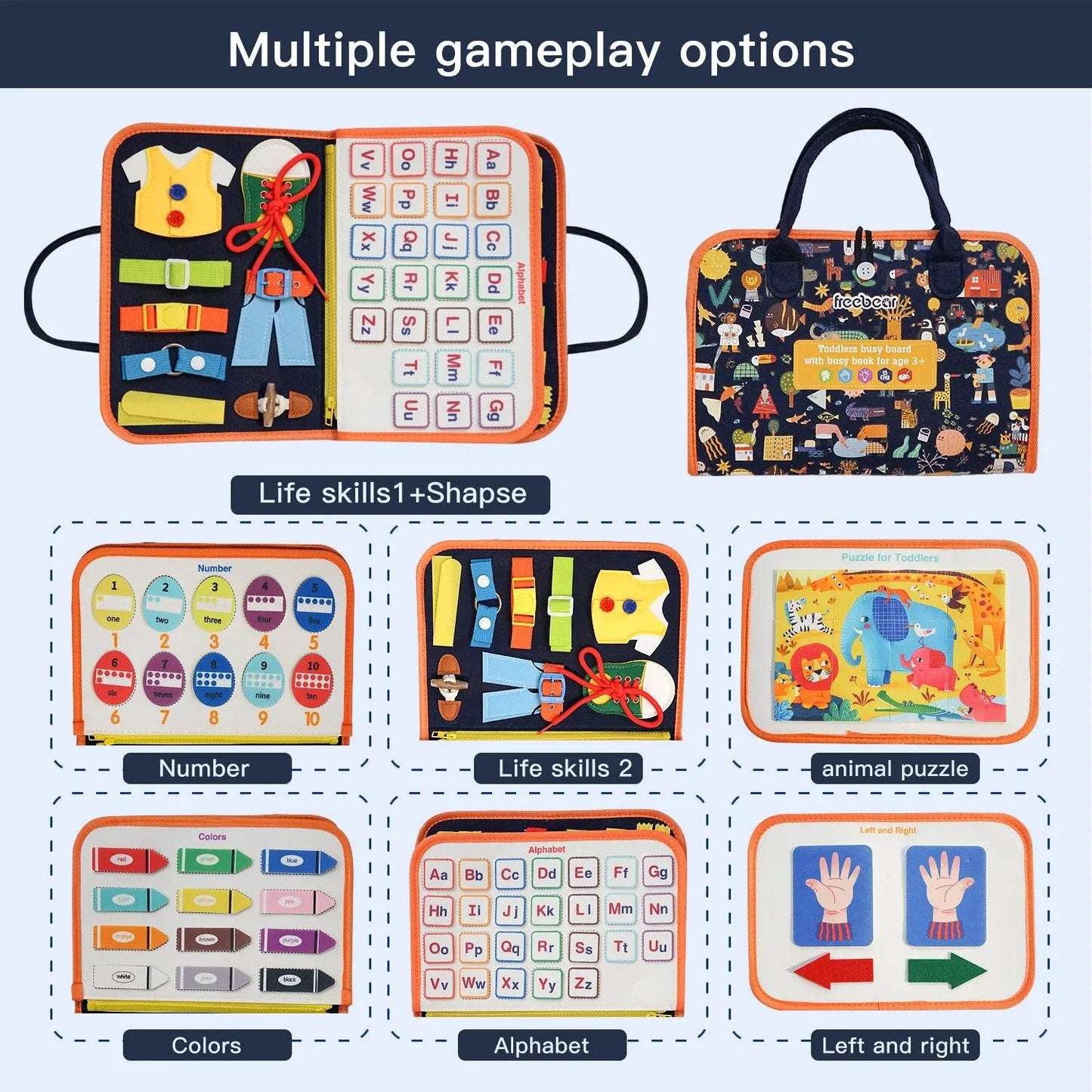 Montessori Busy Board for Ages 3-6 Sensory Educational Toy for Early Learning and Fine Motor Skills - ToylandEU