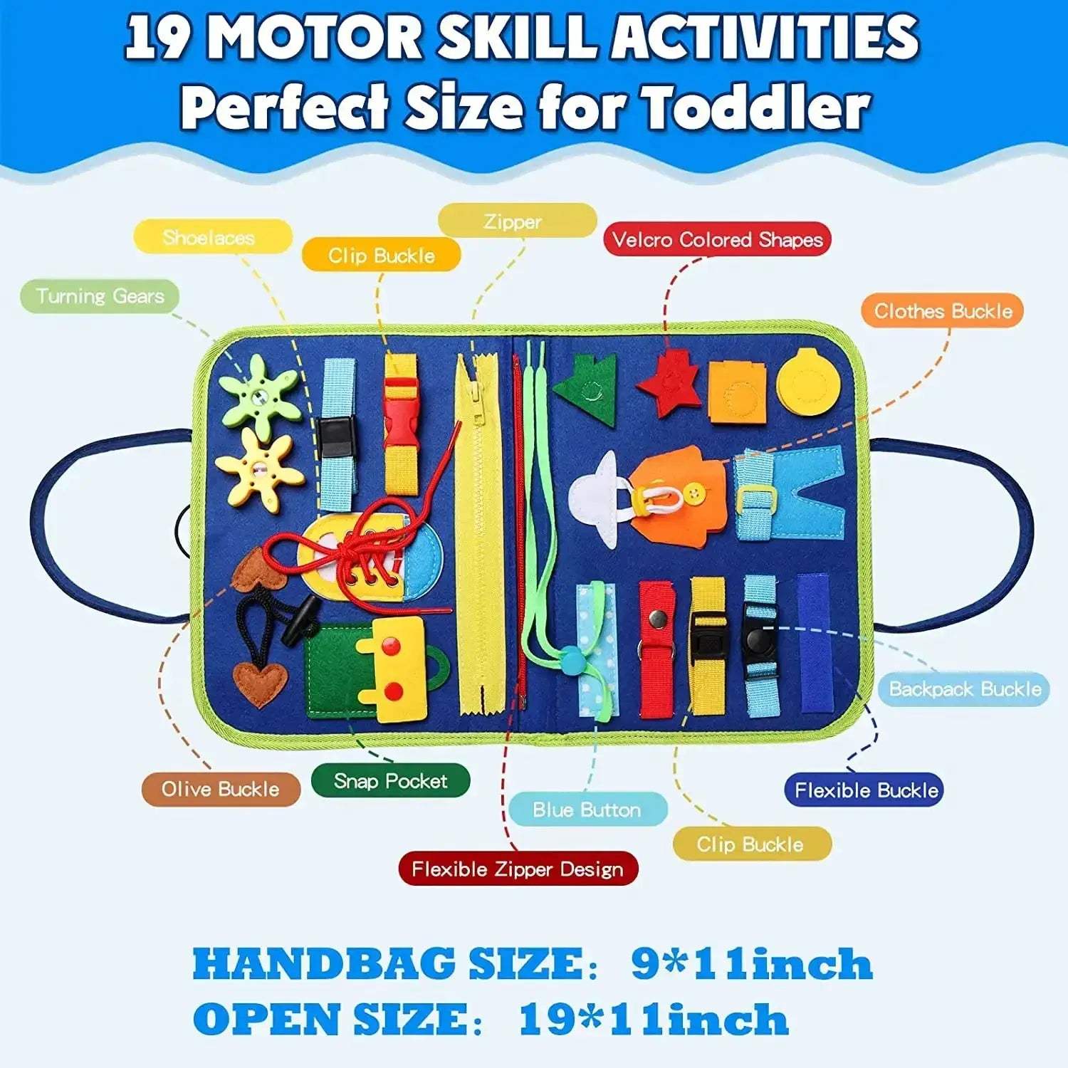 Montessori Busy Board For Toddlers Educational Fine Motor Skills - ToylandEU