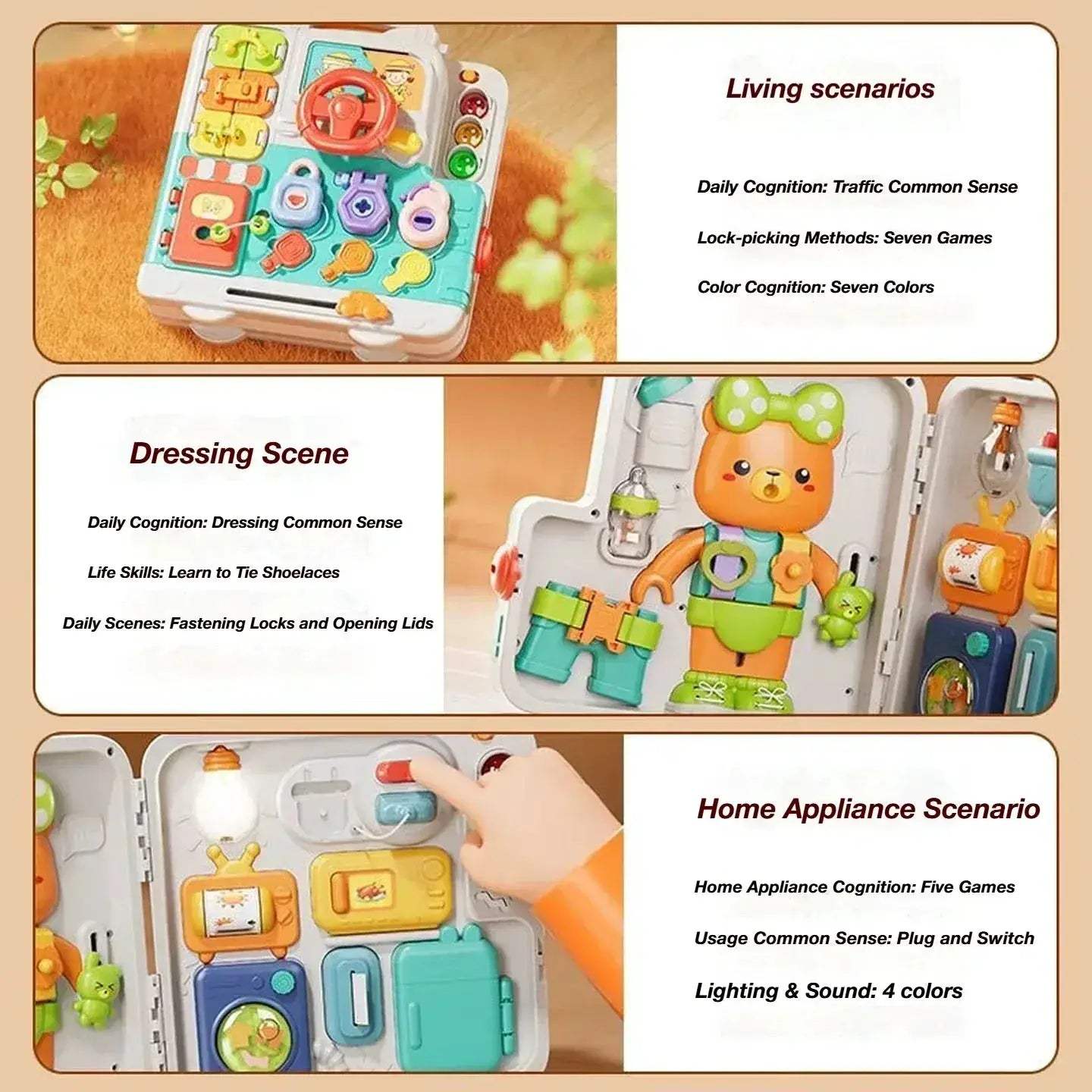 Montessori Busy Board Sensory Toy That Develops Motor Skills - ToylandEU