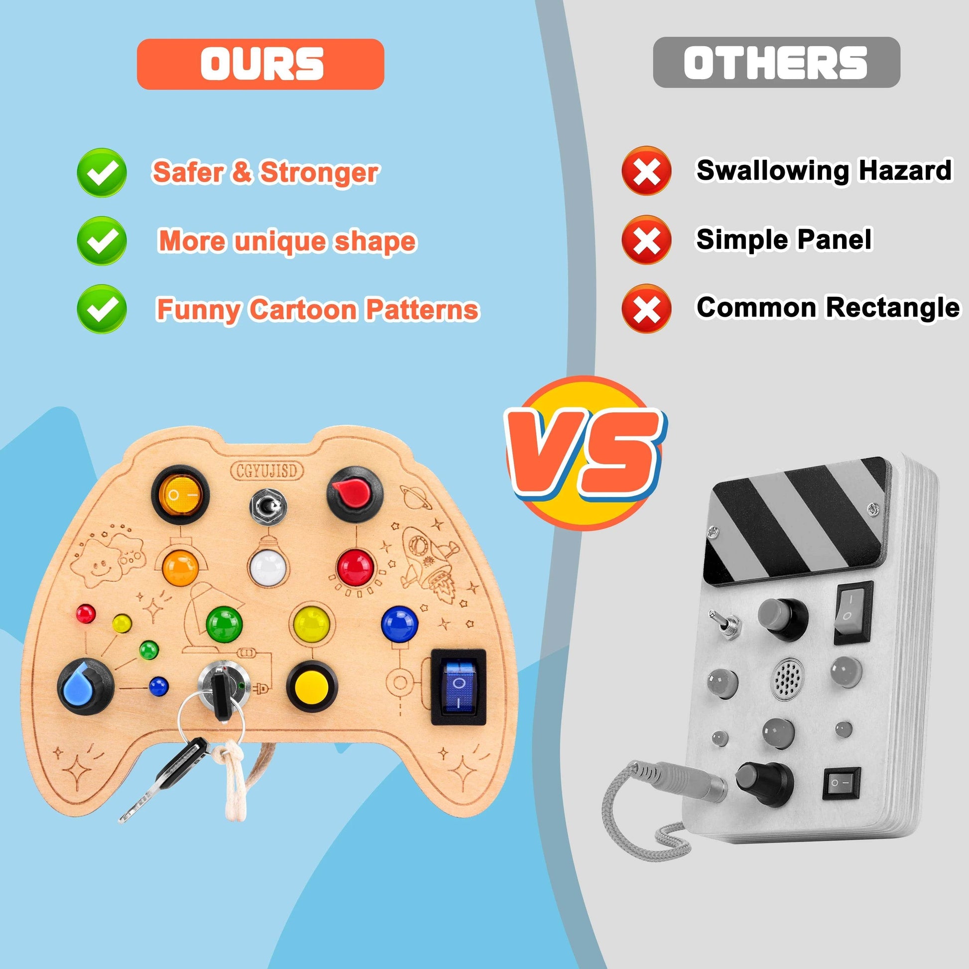 Interactive Montessori Busy Board with Colorful LED Lights for Kids 3+ - ToylandEU