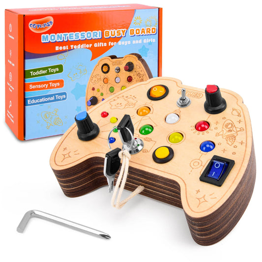 Interactive Montessori Busy Board with Colorful LED Lights for Kids 3+ - ToylandEU