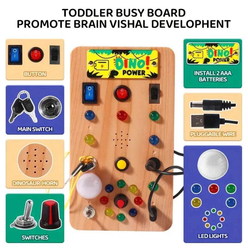 Montessori Busy Board With LED Lights For Early Learning - ToylandEU