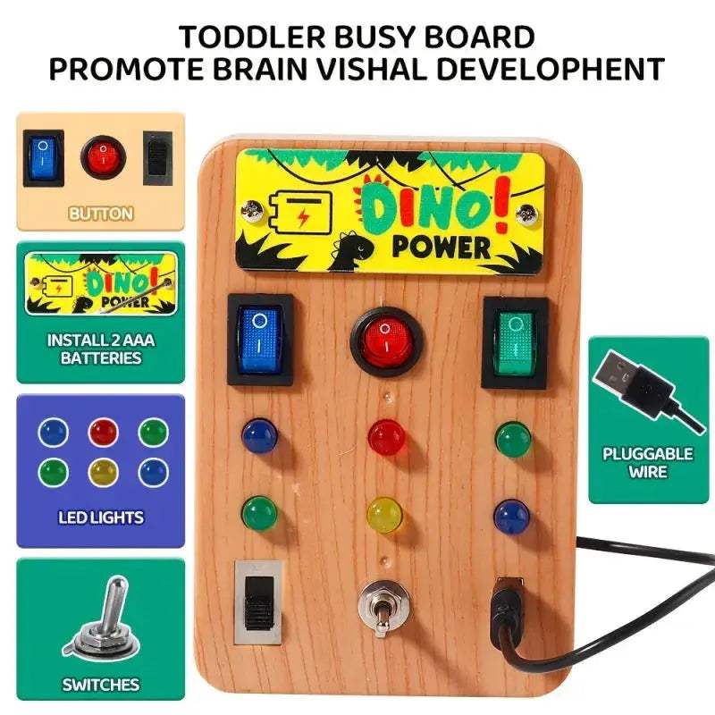 Montessori Busy Board With LED Lights For Early Learning - ToylandEU