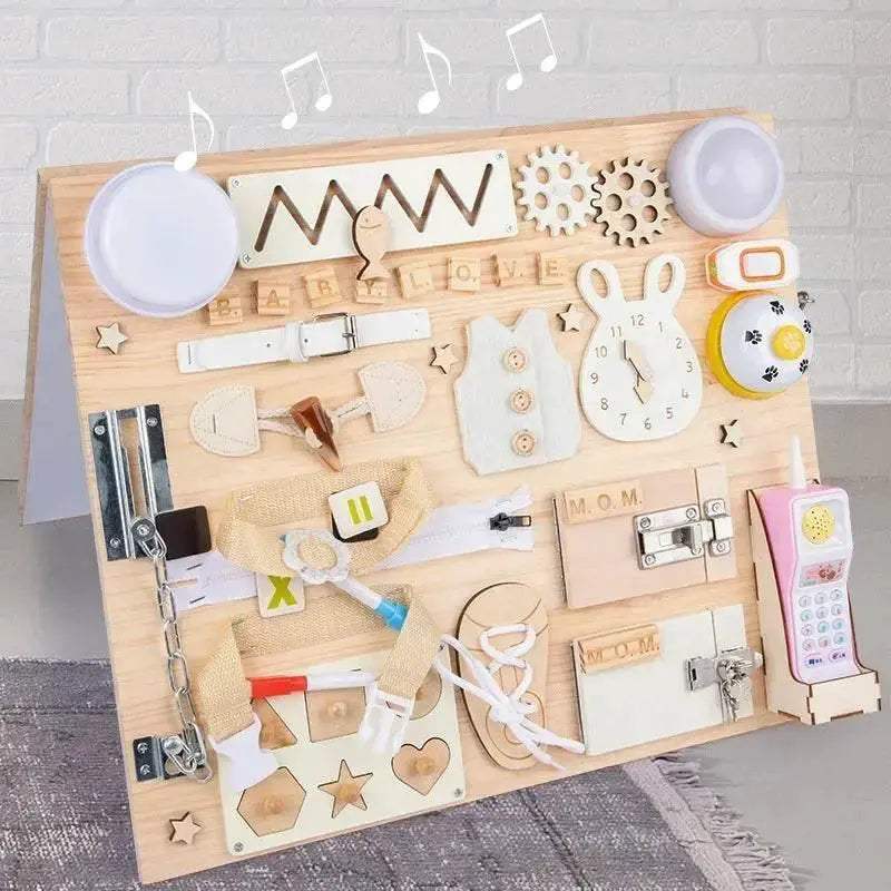 Busy Board Montessori Baby Early Education Toys Hand Refined Life Skills Training Game Wooden DIY Busyboard - ToylandEU