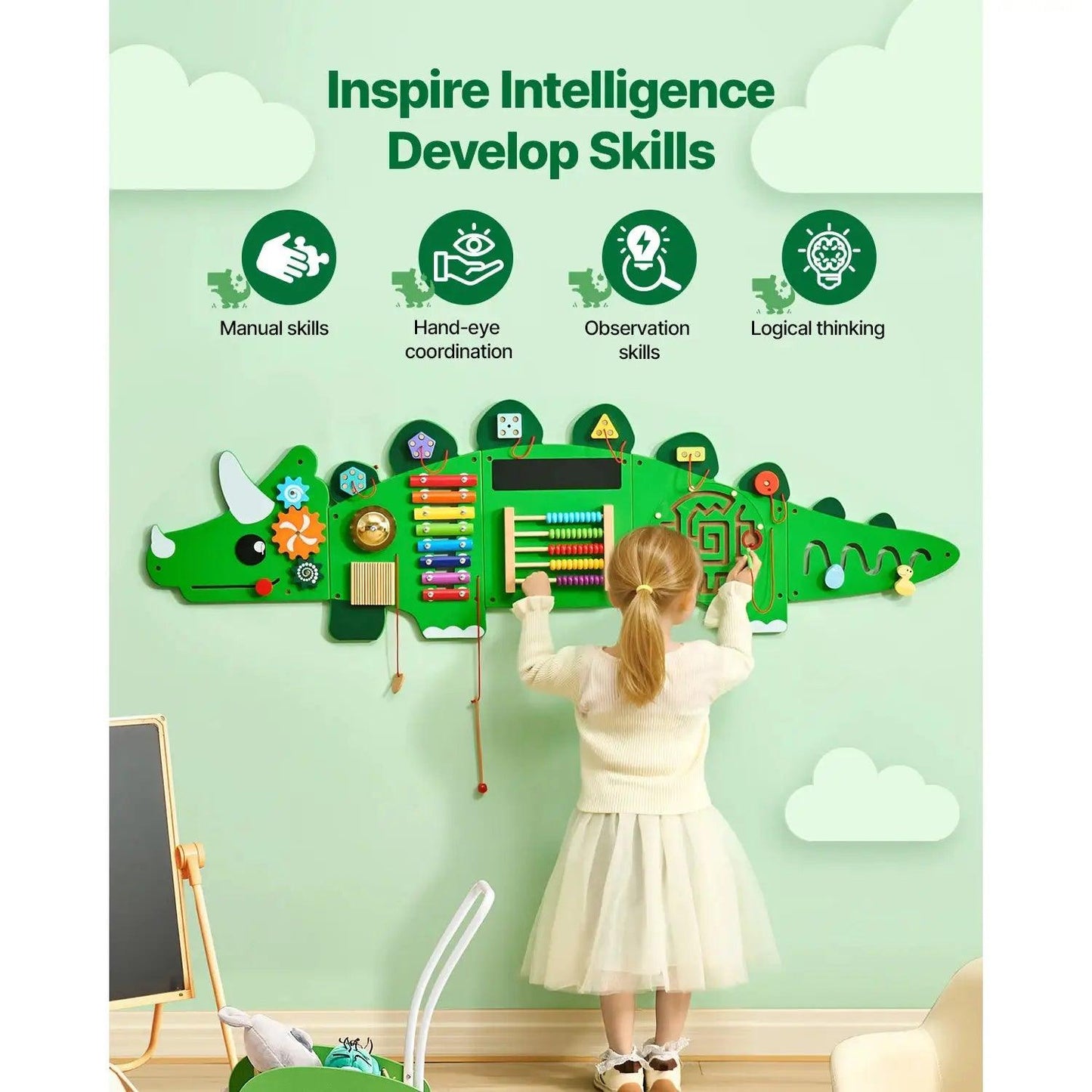  Montessori Busy Board for Kids Dinosaur Theme -  ToylandEU™
