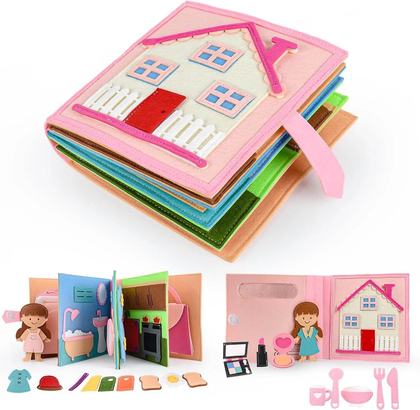 Montessori Busy Book DIY Felt Quiet Book 3D Activities Cloth Story Book Preschool Learning Education Habits Toys for Toddler 3+ - ToylandEU