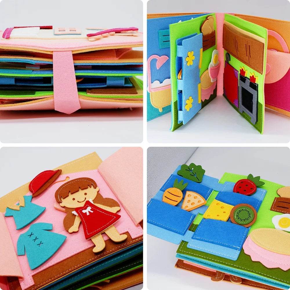 Montessori Busy Book DIY Felt Quiet Book 3D Activities Cloth Story Book Preschool Learning Education Habits Toys for Toddler 3+ - ToylandEU