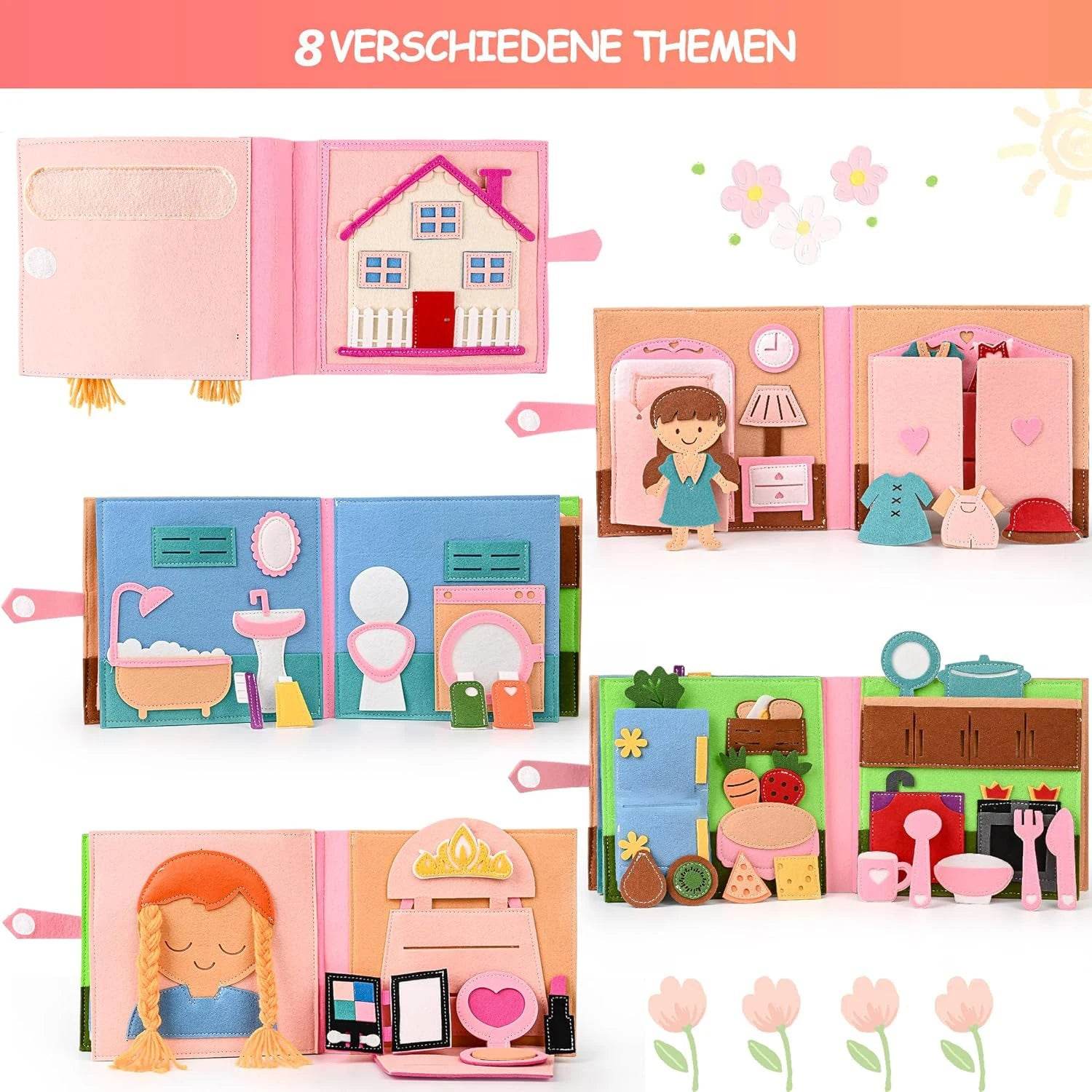 Montessori Busy Book DIY Felt Quiet Book 3D Activities Cloth Story Book Preschool Learning Education Habits Toys for Toddler 3+ - ToylandEU