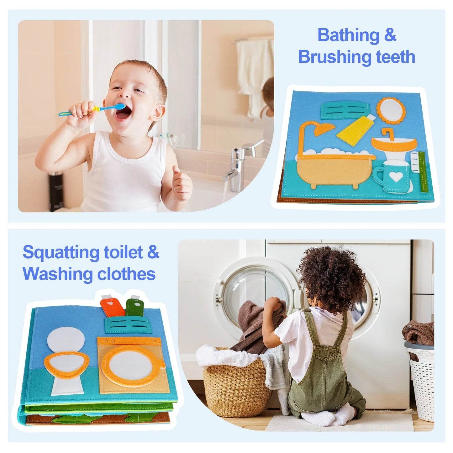 Montessori Busy Book DIY Felt Quiet Book 3D Activities Cloth Story Book Preschool Learning Education Habits Toys for Toddler 3+ - ToylandEU