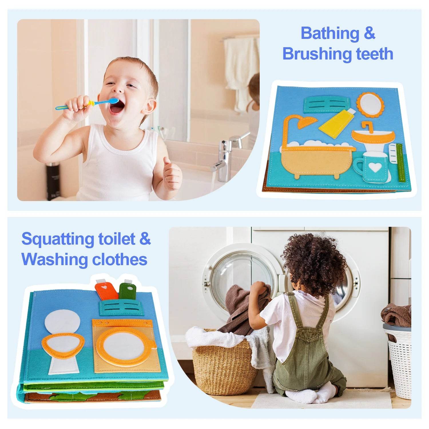 Montessori Busy Book DIY Felt Quiet Book 3D Activities Cloth Story Book Preschool Learning Education Habits Toys for Toddler 3+ - ToylandEU