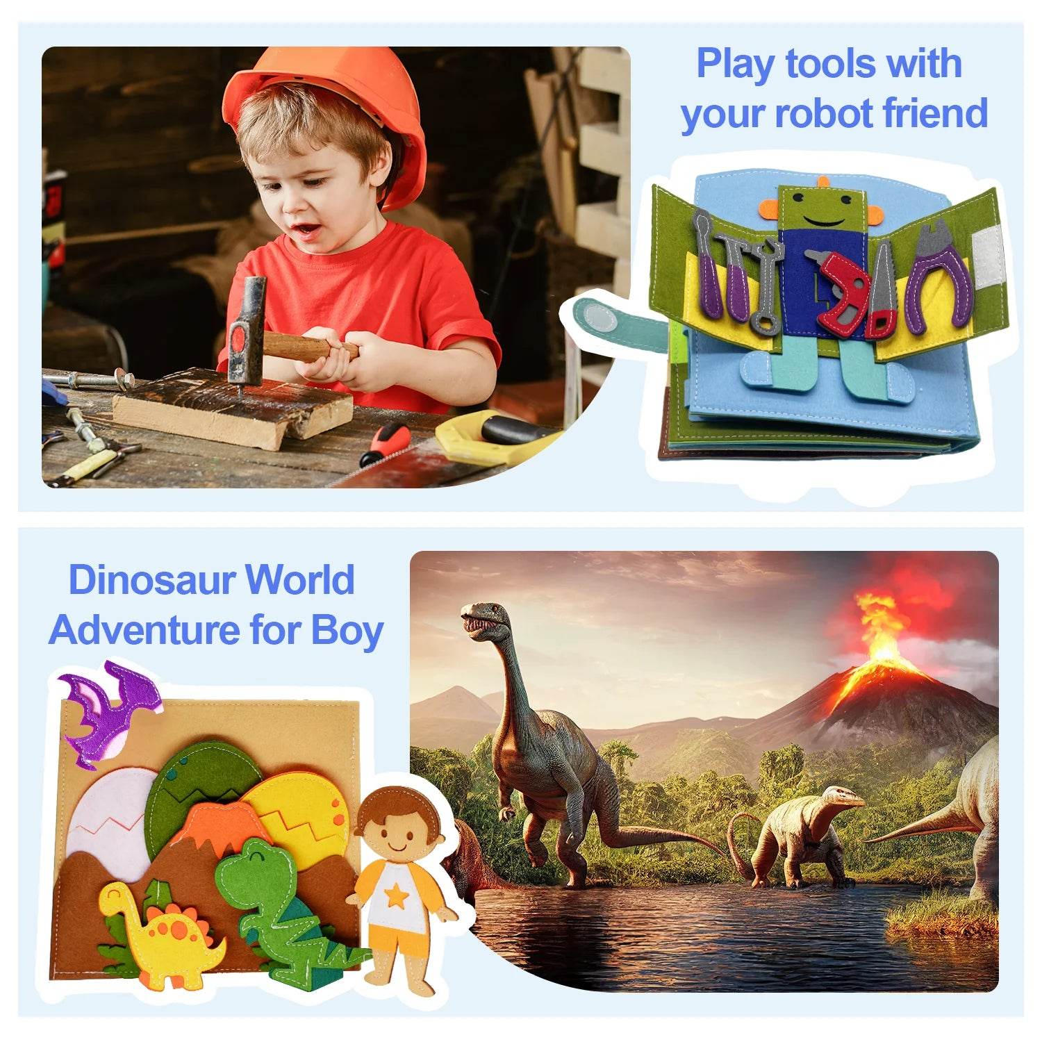 Montessori Busy Book DIY Felt Quiet Book 3D Activities Cloth Story Book Preschool Learning Education Habits Toys for Toddler 3+ - ToylandEU