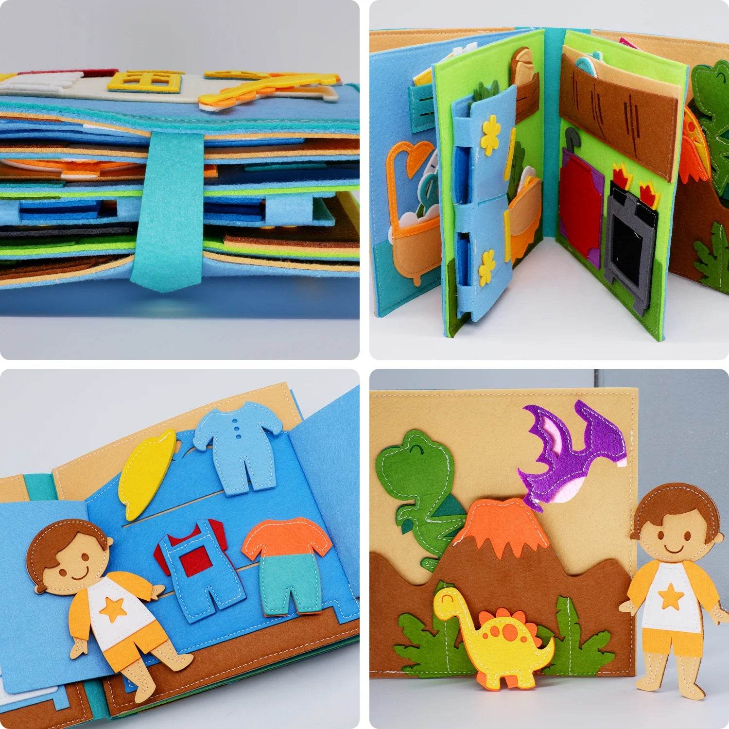 Montessori Busy Book DIY Felt Quiet Book 3D Activities Cloth Story Book Preschool Learning Education Habits Toys for Toddler 3+ - ToylandEU