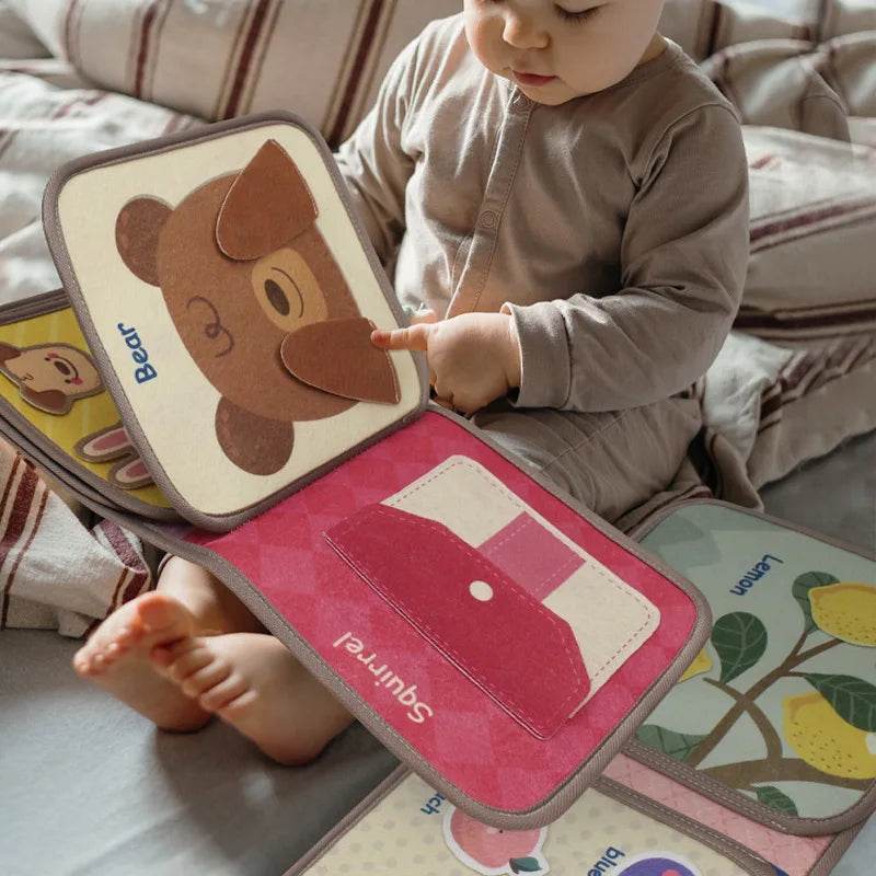 Montessori Busy Book Baby Early Education Book Puzzle Toy Animal Cognitive Fabric Book Repeated Paste Sensory Toys - ToylandEU