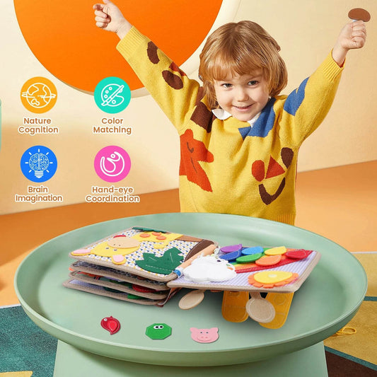 Монтесори играчки, книжка за деца, цветна форма, познание на животни, играчки за ранно образование, тиха книжка с жираф, играчки за фина моторика - ToylandEU