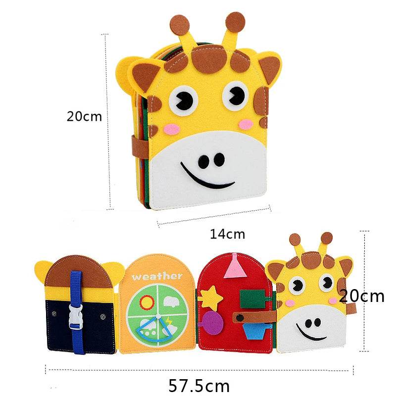 Montessori Toys Busy Book for Kids Color Shape Animal Cognition Early Education Toys Giraffe Quiet Book Fine Motor Toys - ToylandEU