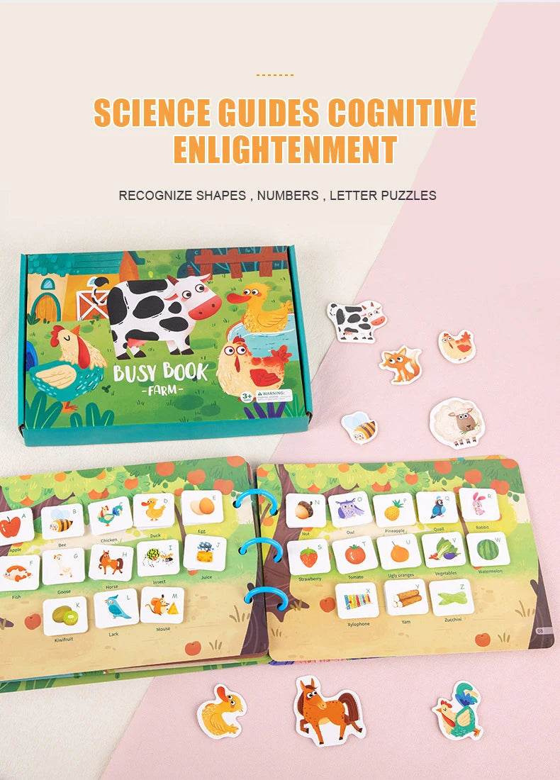Montessori Busy Book for Kids Sticker Quiet Book Baby Early Educational Toy Toddlers Matching Puzzles Learning Toys Gifts - ToylandEU