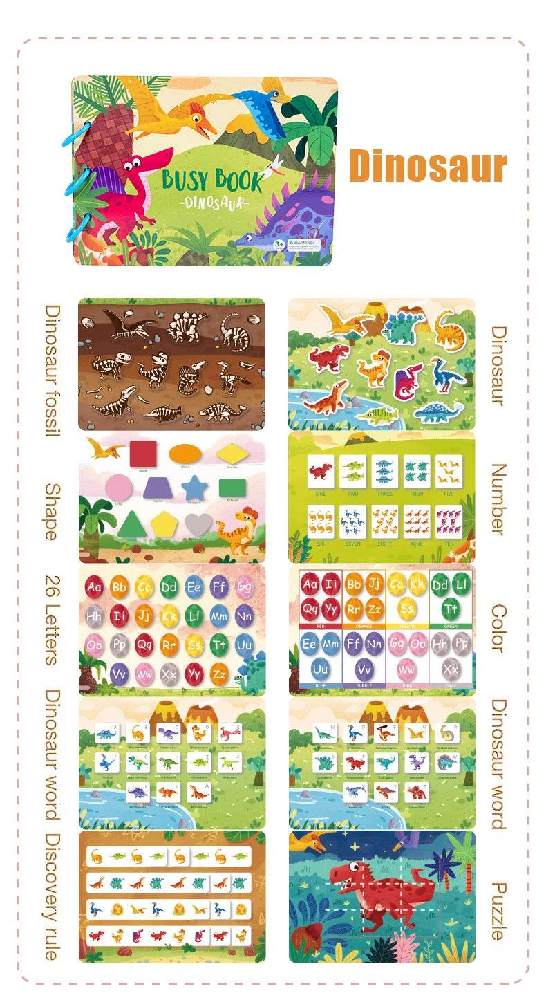 Montessori Busy Book for Kids Sticker Quiet Book Baby Early Educational Toy Toddlers Matching Puzzles Learning Toys Gifts - ToylandEU