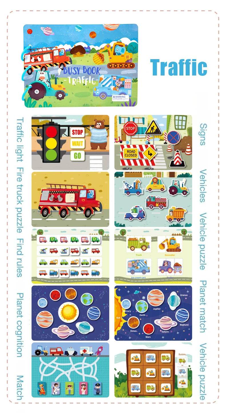 Montessori Busy Book for Kids Sticker Quiet Book Baby Early Educational Toy Toddlers Matching Puzzles Learning Toys Gifts - ToylandEU