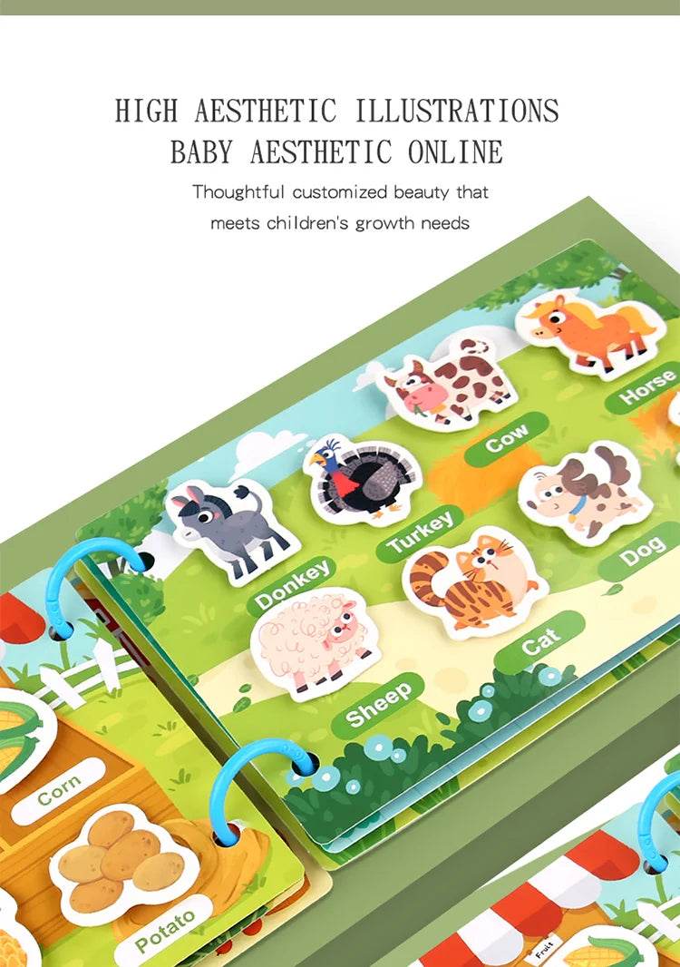 Montessori Baby Busy Book Quiet Book Toys for Children Paste Early Learning Education Toy Children Montessori Toy Matching Game - ToylandEU