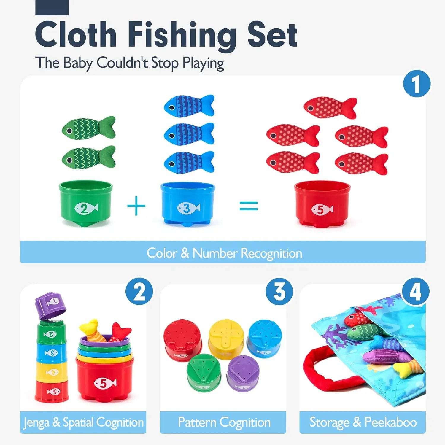 Montessori Toy for Toddlers Cloth Fishing Game Gift Set - ToylandEU