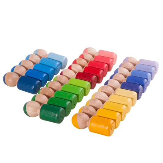 Montessori Rainbow Color Sorting Wooden Pegs In Barrels For Learning - ToylandEU