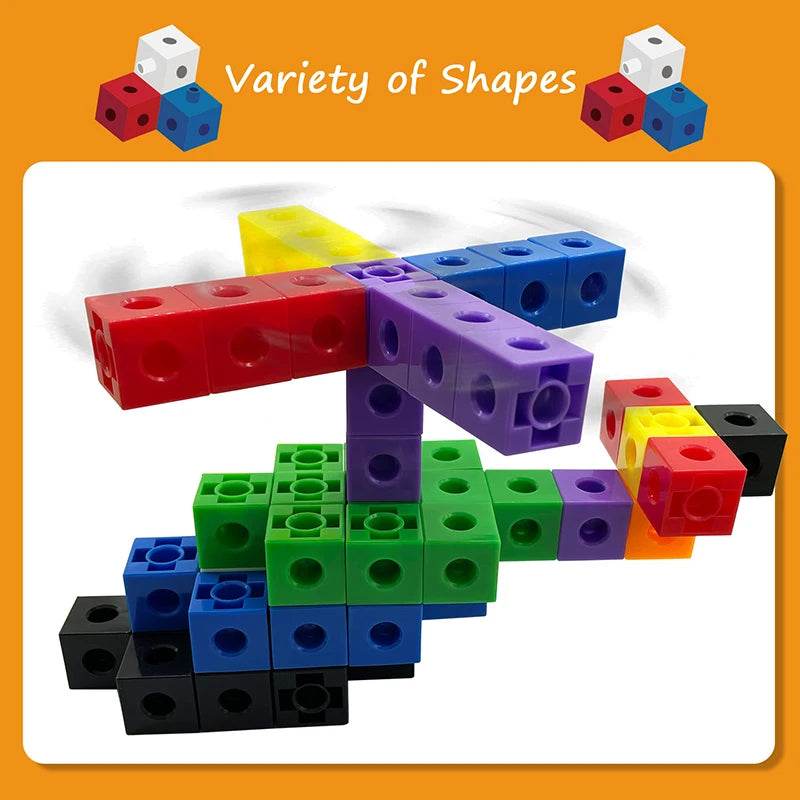 Montessori Colorful Link Cubes - Fun Math & Stacking Activity Blocks - ToylandEU