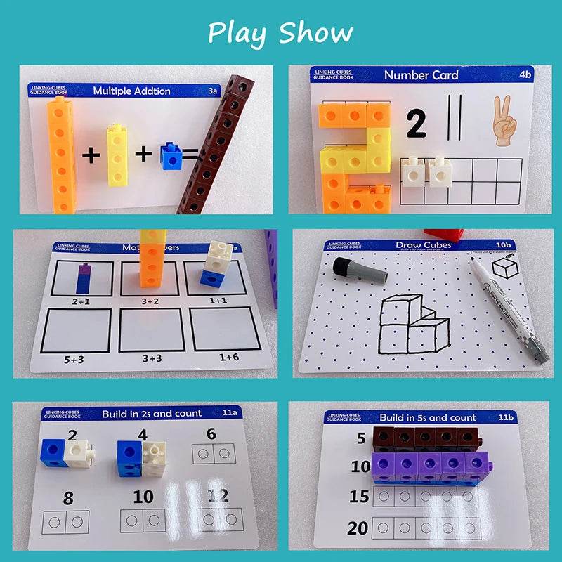 Montessori Colorful Link Cubes - Fun Math & Stacking Activity Blocks - ToylandEU