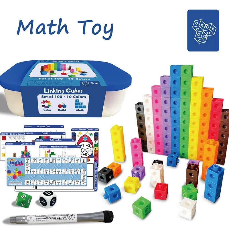 Montessori Colorful Link Cubes - Fun Math & Stacking Activity Blocks - ToylandEU