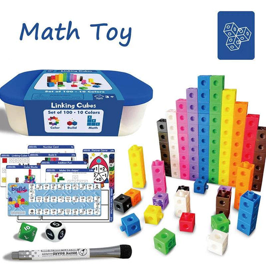 Montessori Colorful Link Cubes - Fun Math & Stacking Activity Blocks - ToylandEU