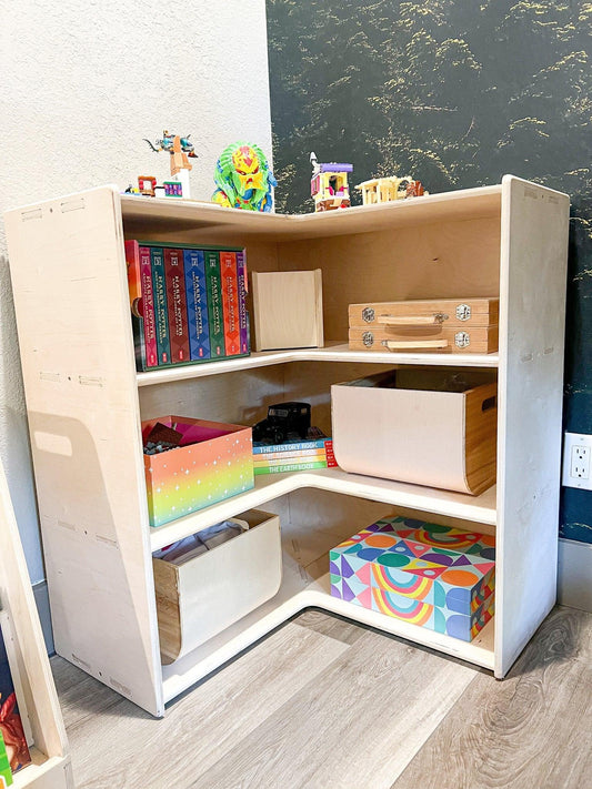 Montessori Corner Shelf | 33in Tall Birch | Toylandeu™
