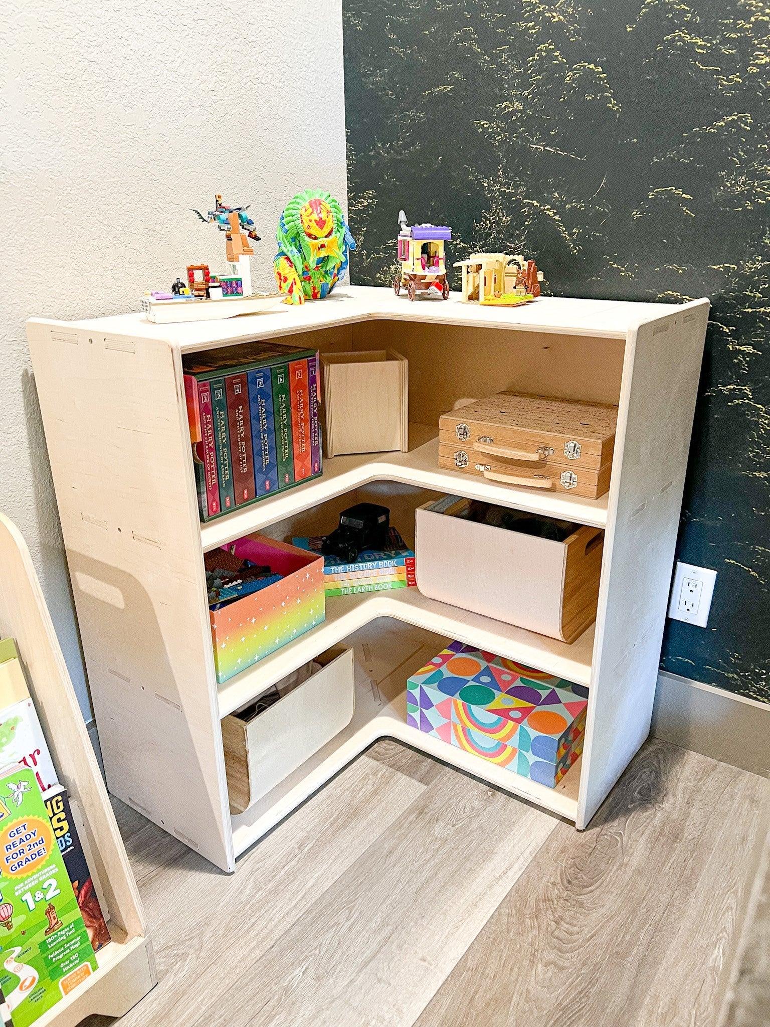 Montessori Corner Shelf | 33in Tall Birch | Toylandeu™