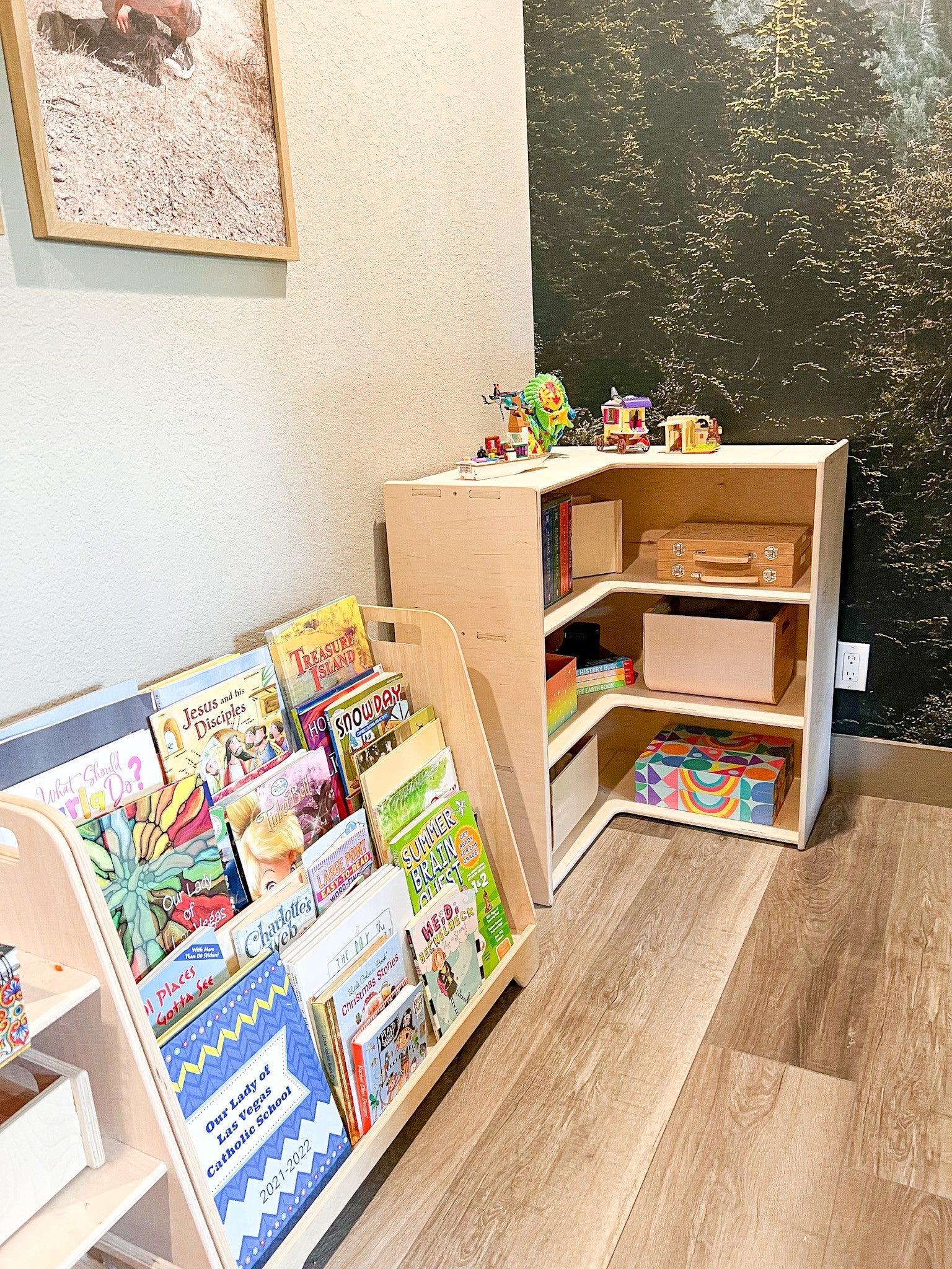 Montessori Corner Shelf | 33in Tall Birch | Toylandeu™