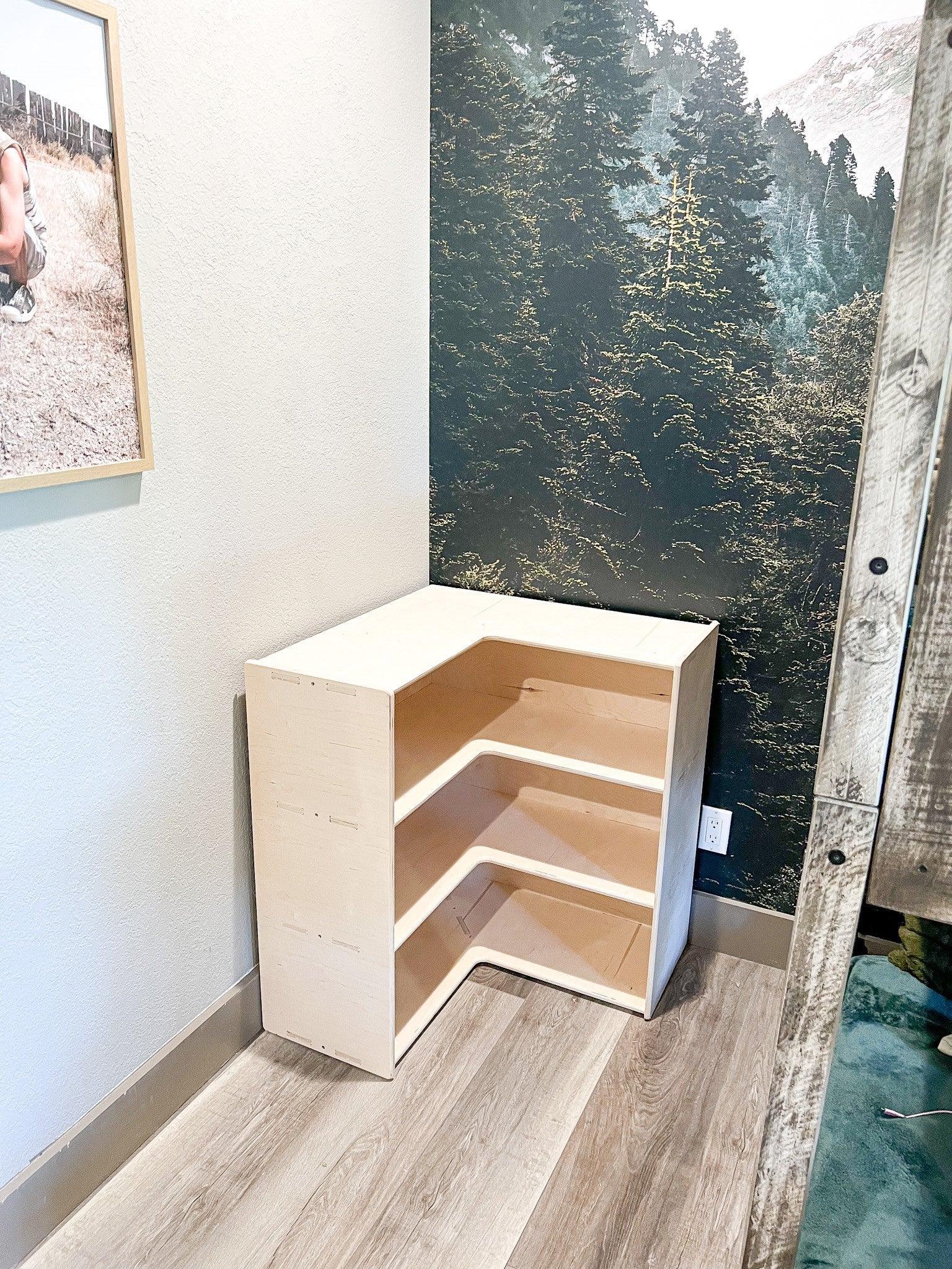 Montessori Corner Shelf | 33in Tall Birch | Toylandeu™