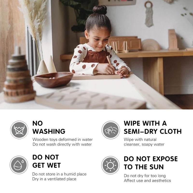 Montessori Language Education Puzzle Toy Double Sided Wooden Alphabet and Numbers Cognitive Writing Board - ToylandEU