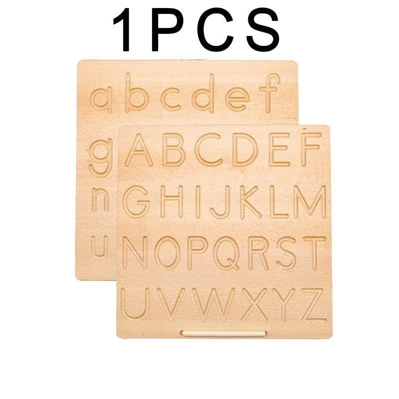 Montessori Language Education Puzzle Toy Double Sided Wooden Alphabet and Numbers Cognitive Writing Board - ToylandEU