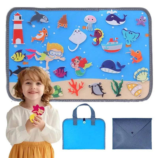 Montessori Educations Toys Handheld Travel Felt Story Board Set Kids Learning Storytelling Activities Interactive Play Kit Gifts - ToylandEU