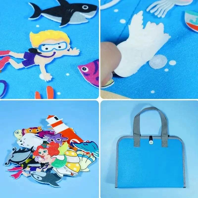 Montessori Educations Toys Handheld Travel Felt Story Board Set Kids Learning Storytelling Activities Interactive Play Kit Gifts - ToylandEU