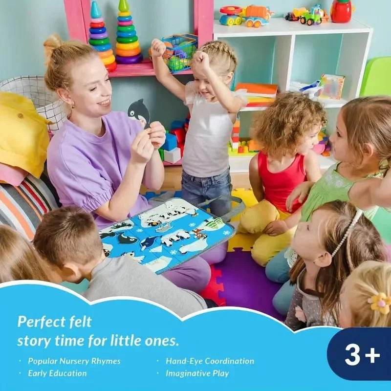 Montessori Educations Toys Handheld Travel Felt Story Board Set Kids Learning Storytelling Activities Interactive Play Kit Gifts - ToylandEU