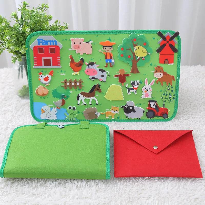 Montessori Educations Toys Handheld Travel Felt Story Board Set Kids Learning Storytelling Activities Interactive Play Kit Gifts - ToylandEU