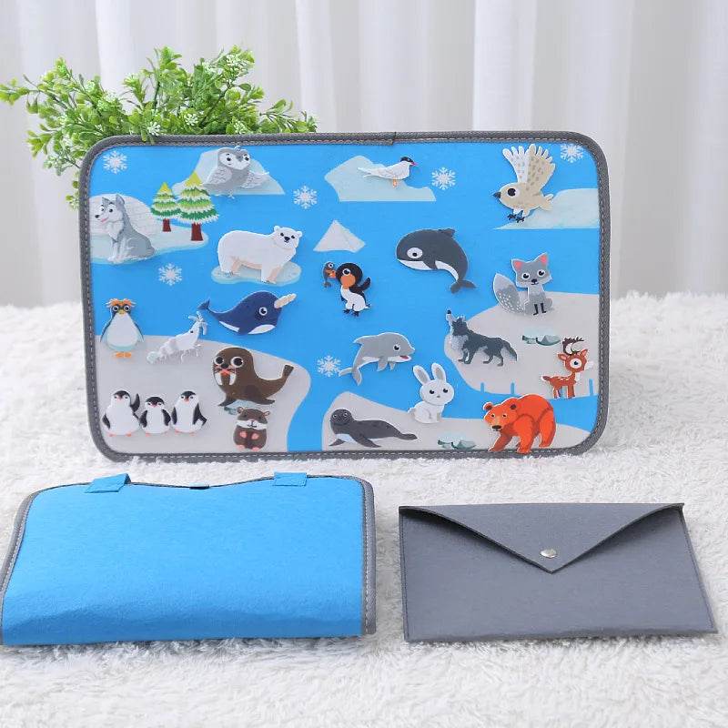 Montessori Educations Toys Handheld Travel Felt Story Board Set Kids Learning Storytelling Activities Interactive Play Kit Gifts - ToylandEU