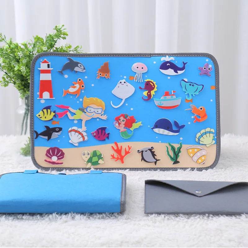 Montessori Educations Toys Handheld Travel Felt Story Board Set Kids Learning Storytelling Activities Interactive Play Kit Gifts - ToylandEU