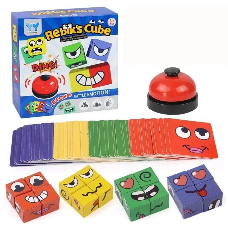Table Game Kids Face Change Expression Puzzle Building Blocks Montessori Cube Toy Early Educational Toys for Children Gifts - ToylandEU