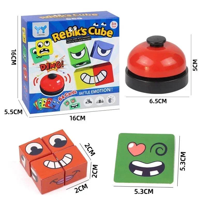 Table Game Kids Face Change Expression Puzzle Building Blocks Montessori Cube Toy Early Educational Toys for Children Gifts - ToylandEU