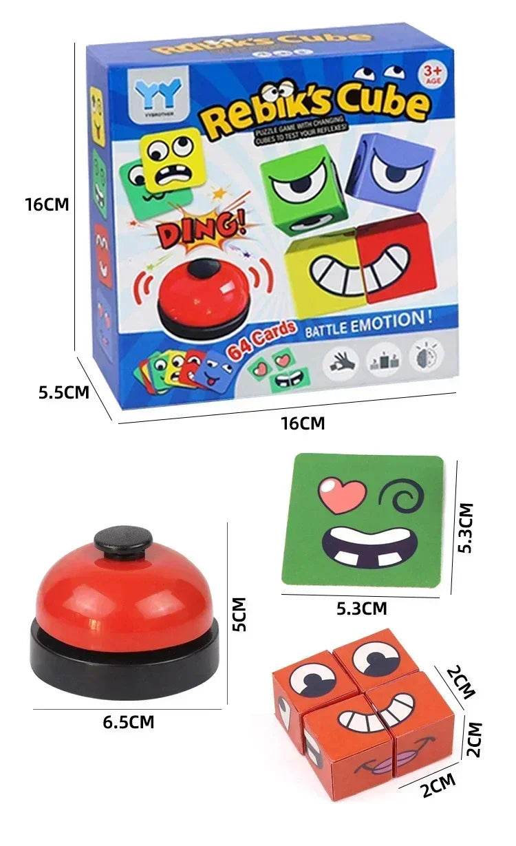 Table Game Kids Face Change Expression Puzzle Building Blocks Montessori Cube Toy Early Educational Toys for Children Gifts - ToylandEU
