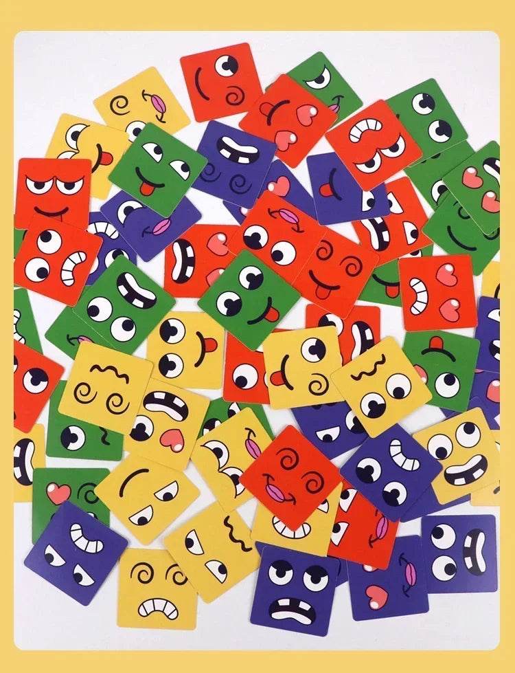Table Game Kids Face Change Expression Puzzle Building Blocks Montessori Cube Toy Early Educational Toys for Children Gifts - ToylandEU