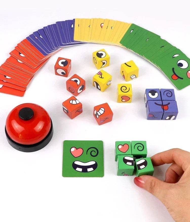 Table Game Kids Face Change Expression Puzzle Building Blocks Montessori Cube Toy Early Educational Toys for Children Gifts - ToylandEU