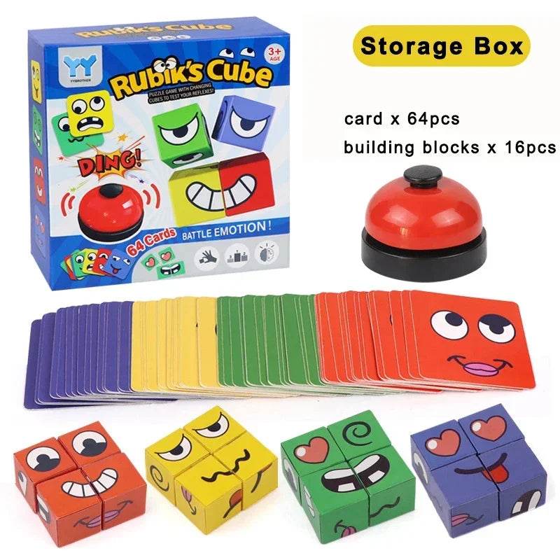 Table Game Kids Face Change Expression Puzzle Building Blocks Montessori Cube Toy Early Educational Toys for Children Gifts - ToylandEU