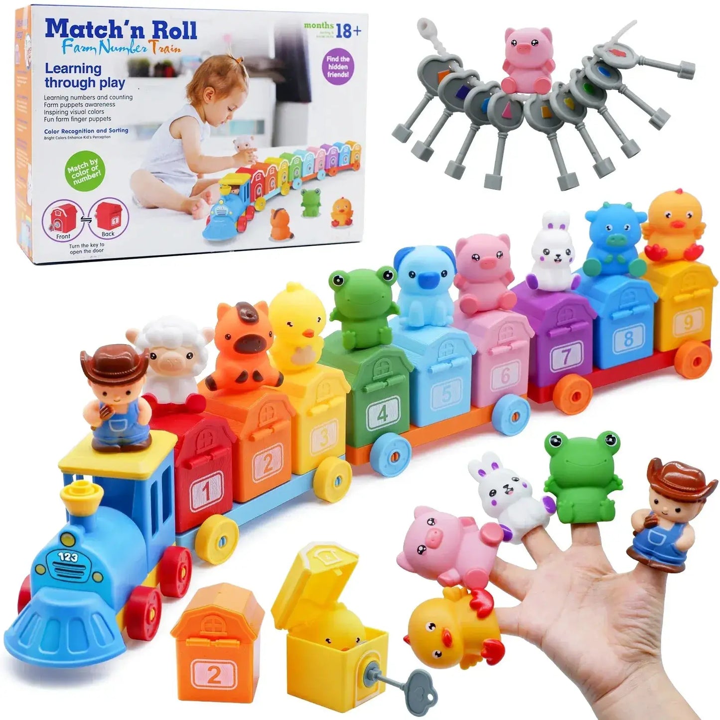 Montessori Farm Train Set For Toddlers Counting And Sorting - ToylandEU
